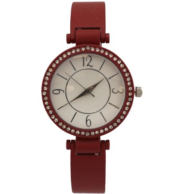OLIVIA PRATT SOLID COLORS AND RHINESTONE DETAILS BANGLE WATCH