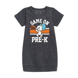 - Peanuts - Game On Pre-K Graphic Short Sleeve Fleece Dress - 1 of 4