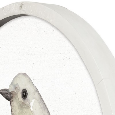 Neutral Sage Bird II 20" Round White Framed Print
