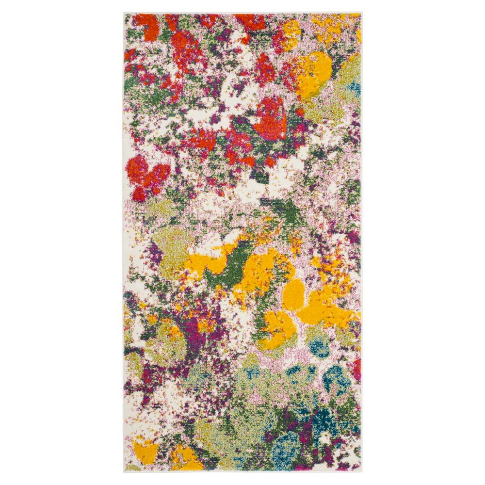 Light Green/Rose Splatter Loomed Accent Rug 2'7inx5' - Safavieh