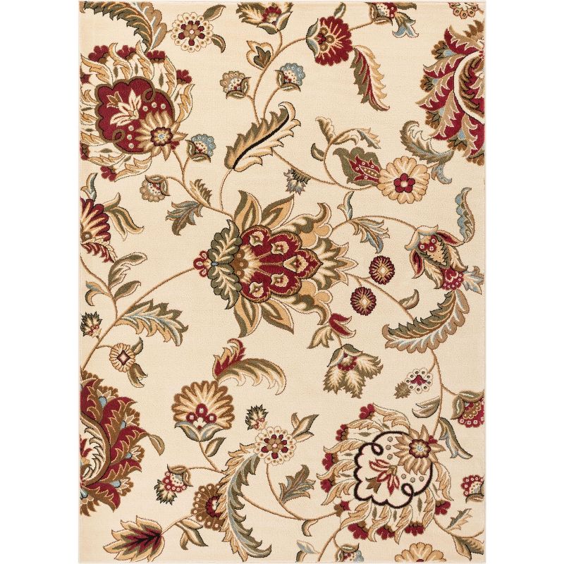 Well Woven Grand Garden Floral Oriental Modern Formal Traditional Transitional Soft Ivory Area Rug, 1 of 10