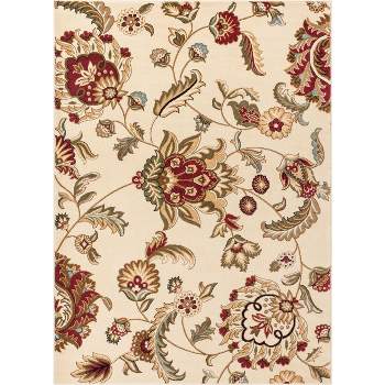 Well Woven Grand Garden Floral Oriental Modern Formal Traditional Transitional Soft Ivory Area Rug