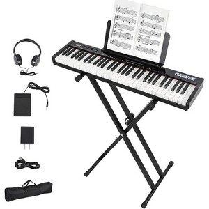 61 Key Keyboard Piano,Electric Piano Keyboard Kit with 128 Demos,128 Rhythms - Includes Piano Stand,Bag,Microphone,Pedal,Charge,Gift for Beginners - 1 of 4