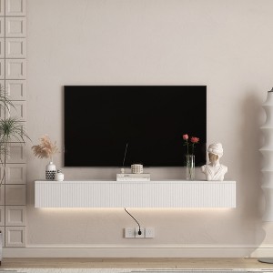 Sapphtopaz Wall Mounted Floating TV Stand for TVs Up to 70" with LED Entertainment Center with Storage Cabinets for Living Room - 1 of 4