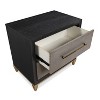 1pc Contemporary Dark Wood Finish Brushed Gold Hardware Tapered Legs Two-Drawers Nightstand Wooden - 2 of 4