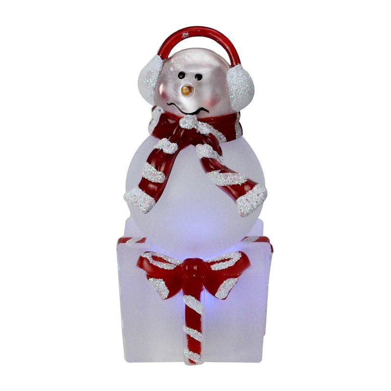 Northlight 3.75" LED Lighted Color Changing Snowman with Ear Muffs Christmas Table Top Decoration, 1 of 4