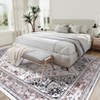 Vintage Washable Floral Printed Area Rug with Non-Slip Backing Farmhouse Oriental Distressed Low Pile Carpet - 3 of 4