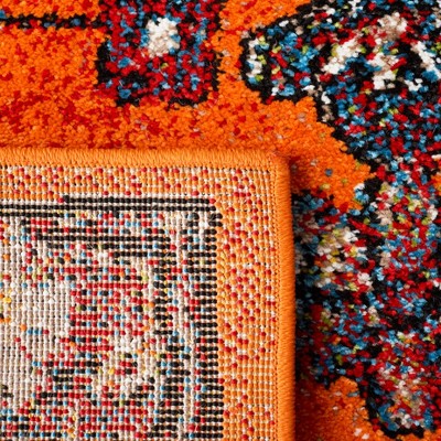 Vintage Hamadan Black Synthetic Square Area Rug, 6'7"