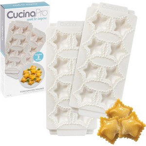 CucinaPro Star Ravioli Molds (2 Pack) - Mini 2" Stars - Homemade Filled Pasta Maker - 2 pc Tray & Press makes 8 Shaped Raviolis at a Time - 1 of 4