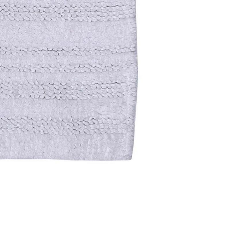 Knightsbridge Luscious Textured Striped All Season Soft Plush Cotton Reversible & Soft Bath Rug White, 2 of 4