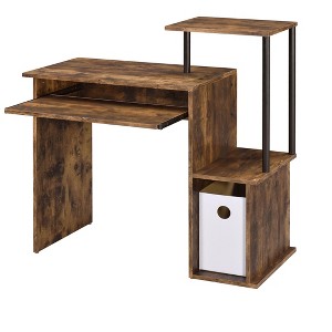 NicBex Home Office Desk L-Shaped Morden Writing Desk with 3-Tier Open Storage Shelf, Wooden Desktop and Metal Legs for Office, Study - 1 of 4