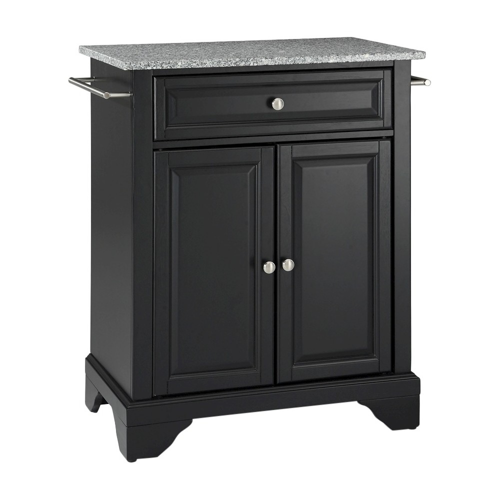 LaFayette Solid Granite Top Portable Kitchen Island - Black - Crosley: Traditional Farmhouse Storage, Hardwood Frame