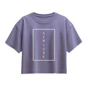 Girls' - Instant Message - Rwb New York Short Sleeve Boxy Graphic T-Shirt - 1 of 3