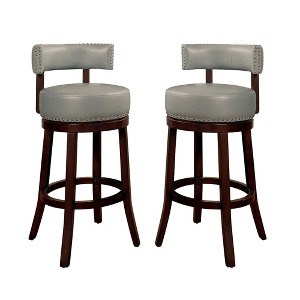 CLIHOME 30-Inch Swivel Bar Stool with Nailhead Trim and Padded Leatherette Seat - 1 of 4