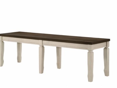 Weathered Oak and Cream Traditional Dining Bench