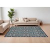 Tan Blue and Taupe Damask Power Loom Area Rug - 2 of 4