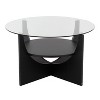 PAGED Modern U-Shaped 2-Tier Wooden Round Coffee Table with Clear Glass Top,Minimalist Design Tea Table Center Table for Living Room,Bedroom - 2 of 4