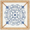Olivia & May 20"x20" Wood Floral Relief Wall Decor with Brown Woven Seagrass Frame and White Backing Blue: Modern Botanical Art - 2 of 4