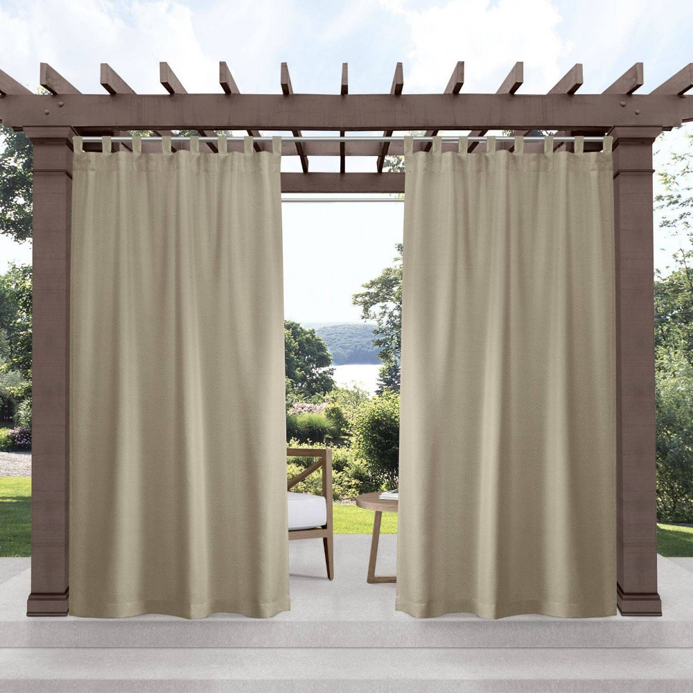 Photos - Curtains & Drapes Set of 2  Indoor/Outdoor Solid Cabana Tab Top Curtain Panels Tau(132"x54")