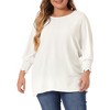 Agnes Orinda Women's Plus Size Chiffon Crew Neck Batwing Ruffle Long Sleeve Casual Blouses - 2 of 4