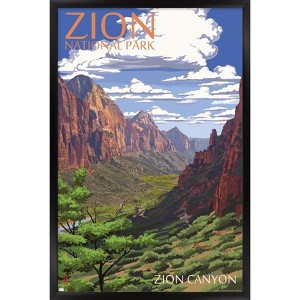 Trends International Lantern Press - Zion National Park, Utah, Zion Canyon View Framed Wall Poster Prints - 1 of 4