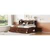 MAYEERTY Full Size Wooden Captain Bed with Built-in Storage Shelves, 4 Drawers and 2 Cabinets, Antique Brown - 2 of 4