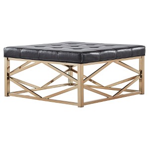 Fontaine Champagne Dimple Tufted Geometric Cocktail Ottoman Brown - Inspire Q