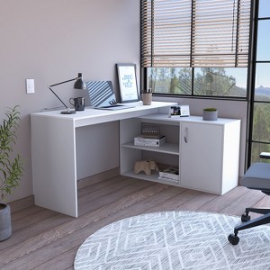 NicBex L-Shaped Home Office Desk with 2 Open Shelves & Single Door Cabinet Corner Space-Saving Desk for Work/Study - 1 of 4