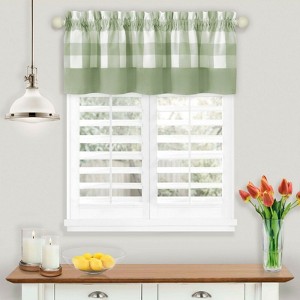 Kate Aurora Modern Farmhouse Buffalo Plaid Checkered Rod Pocket Window Valance - 1 of 3