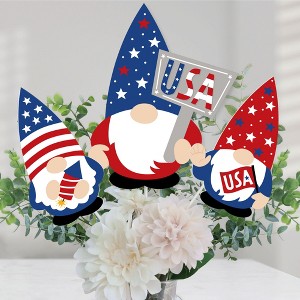 Big Dot of Happiness Patriotic Gnomes - Holiday Gnome Party Centerpiece Sticks - Table Toppers - Set of 15 - 1 of 4