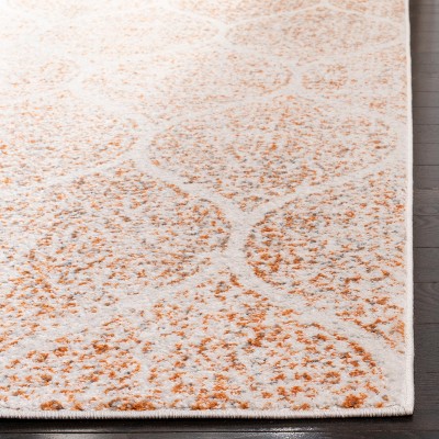 Ivory and Orange Synthetic Stain-Resistant Area Rug 3' x 5'