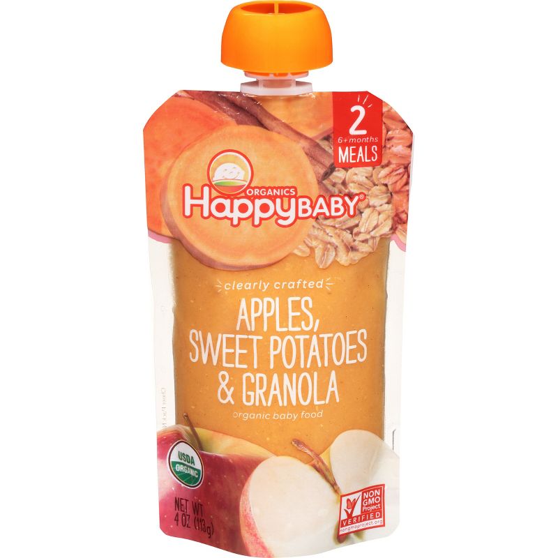 HappyBaby Clearly Crafted Apples Sweet Potatoes &#38; Granola Baby Food Pouch - 4oz, 1 of 7