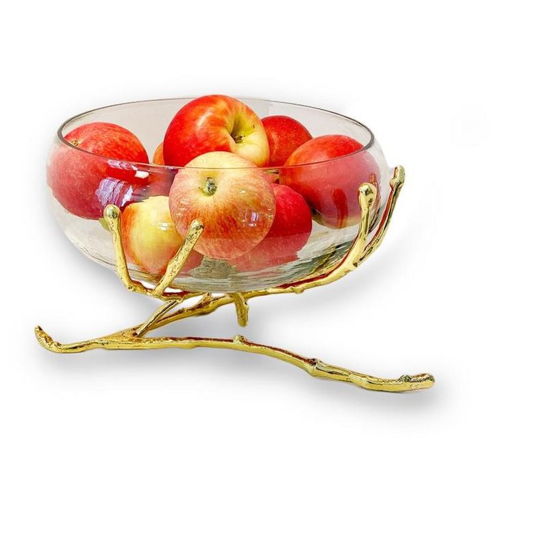 Classic Touch Glass Bowl with Gold Twig Base - 11"D, 2 of 4