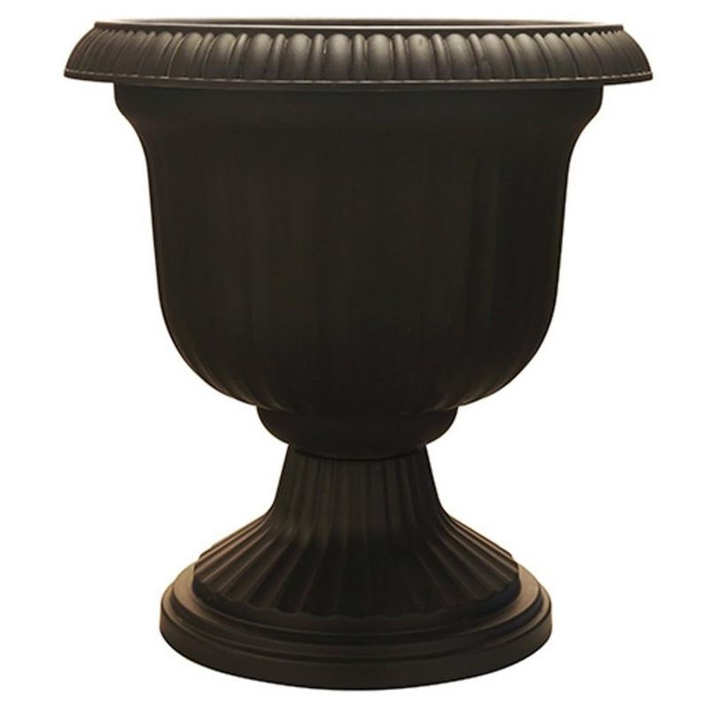 Southern Patio Lightweight 19 Inch Round Outdoor Utopian Urn Accent Pot for Large Sized Flower Plants with UV Coated Finish, Black, 1 of 7