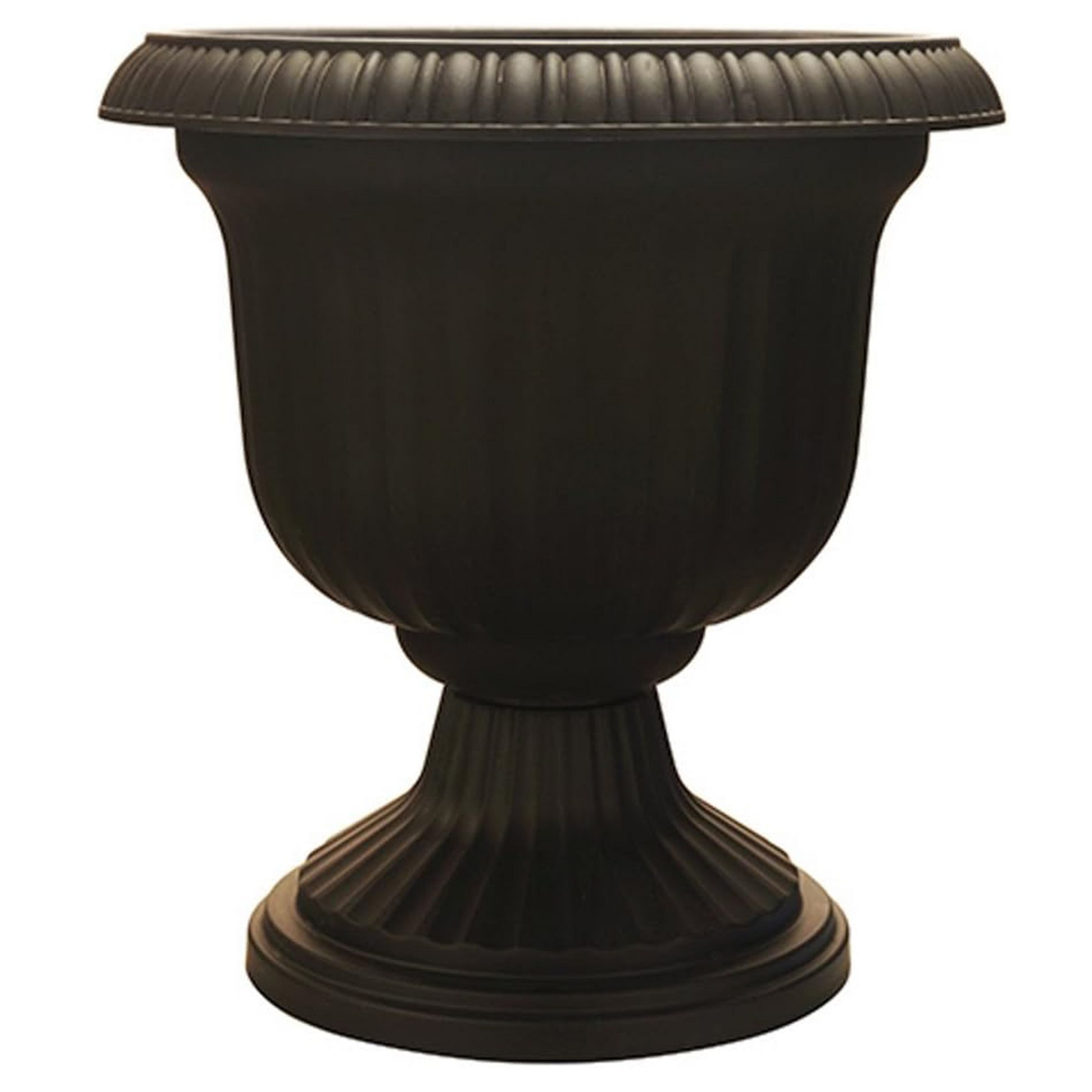 Southern Patio Lightweight 19 Inch Round Outdoor Utopian Urn Accent Pot for Large Sized Flower Plants with UV Coated Finish, Black