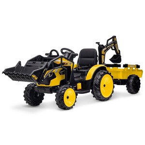 Ride on Tractor with 3-in-1 Functions, 24v Kids Electric Construction Vehicle, Excavator & Bulldozer Play, Remote Control, EVA Tires, LED Lights - 1 of 4
