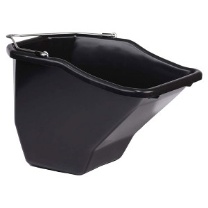 Little Giant 10-Quart Durable Plastic Flat Back Livestock Feed Bucket, Black - 1 of 4