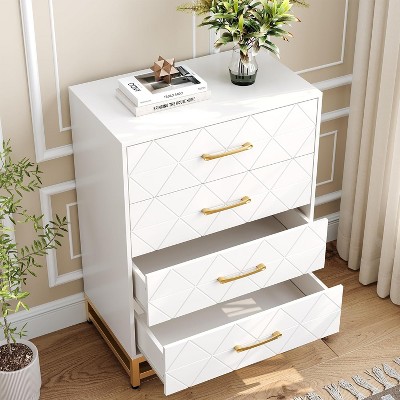 Garvee 4 Drawer Dresser for Bedroom, Closet Chest Sturdy Handles, Wooden Dresser Storage Organizer for Living Room, Nursery, Entryway