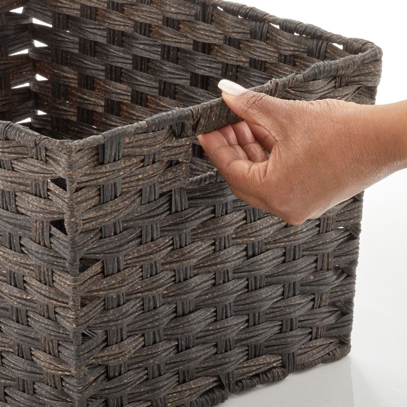 mDesign Wide Rectangular Woven Home Storage Basket Bin, 2 Pack, 4 of 8