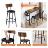 3 Pieces Dining Table Set Kitchen Table Bar Stools Table With 2 Stools Bottle Storage Rack Structural Strengthening Rustic Style Bar Table Stool Set - 4 of 4
