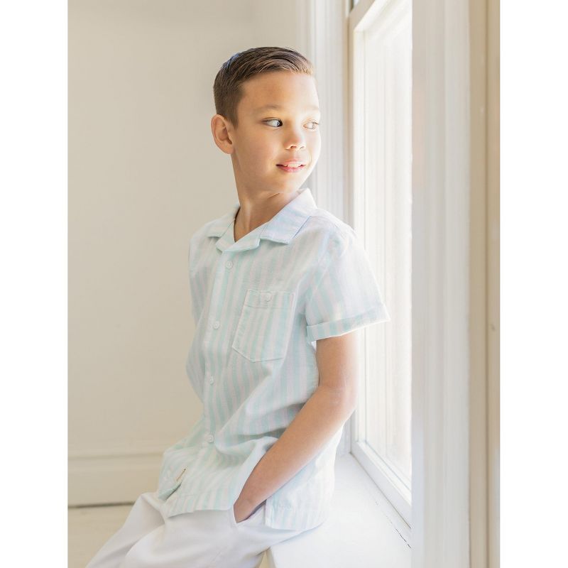 Hope & Henry Boys' Linen Short Sleeve Camp Shirt, Infant, 4 of 10