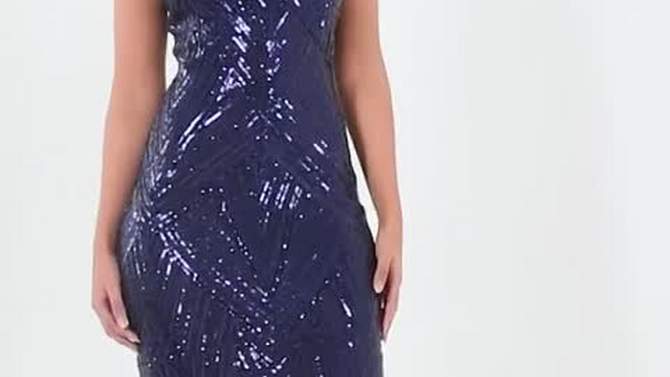 QUIZ Women's Sequin V Neck Strap Fishtail Maxi Dress, 2 of 3, play video