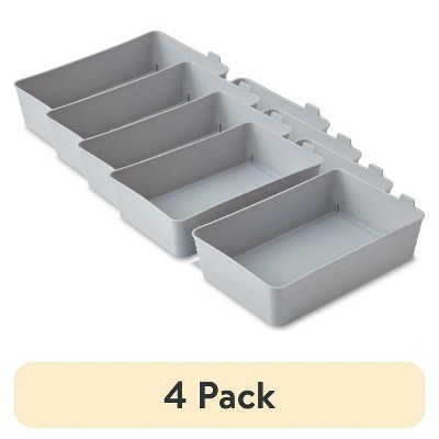 LunaLulinlk Flexible Drawer Organizer for Kitchen Storage, Cutlery Storage, Gray, 4 -Pack