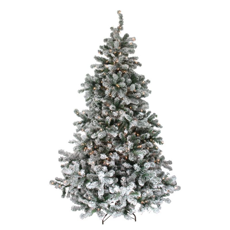Northlight 6.5' Prelit Artificial Christmas Tree Flocked Natural Emerald - Clear Lights, 1 of 6