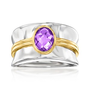 Ross-Simons 0.90 Carat Amethyst Ring in Sterling Silver and 18kt Gold Over Sterling - 1 of 4