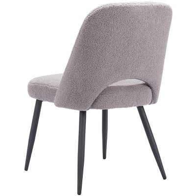 Gray Velvet Upholstered Side Chair with Metal Legs