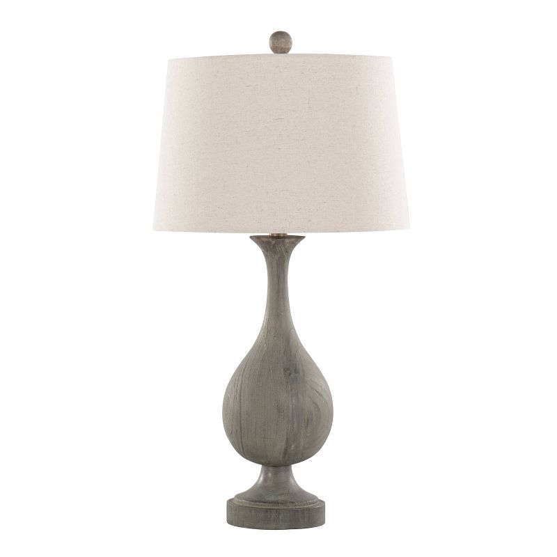 LumiSource (Set of 2) Cipolla Poly 29&#34; Farmhouse Table Lamps Dusty Wood Polyresin Antique Soft Brass and Natural Shade from Grandview Gallery, 2 of 7