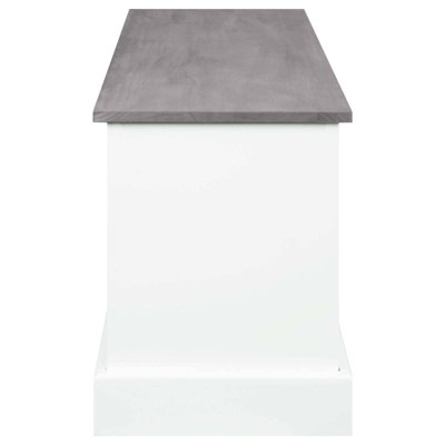 White and Weathered Gray 3-Drawer Storage Bench