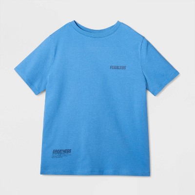 Детские футболки Cat & Jack Boys' Short Sleeve 100% Cotton 'Stay Fearless' Classic Fit Graphic T-Shirt- Cat & Jack™ Blue M — фото 2