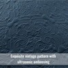 Navy Blue King Size Bedspread with 2 Pillow Shams, Lightweight Vintage Damask Quilt Set for All Seasons. - 4 of 4